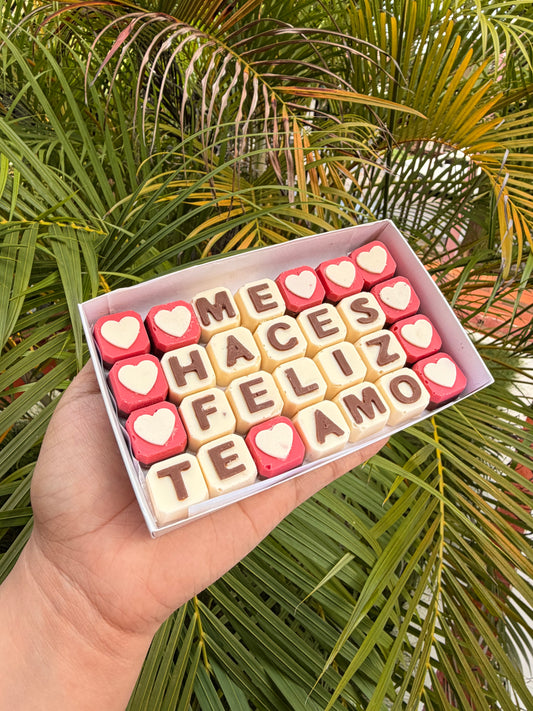 Chocomensaje Me haces feliz te amo